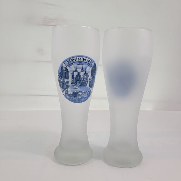 Heidelberg Am Neckar Germany Frosted Pilsner 22 Oz Tall Beer Glasses - Set of 2 - Picture 8 of 16